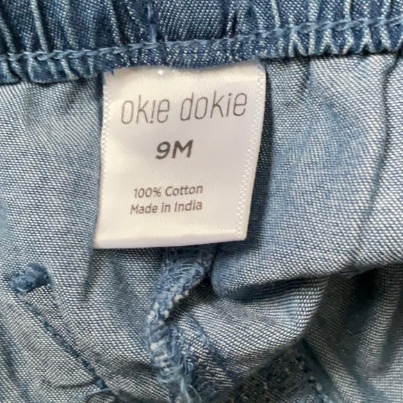 Okie Dokie cuffed med wash drawstring chambray pants. Size 9M. - Picture 6 of 8